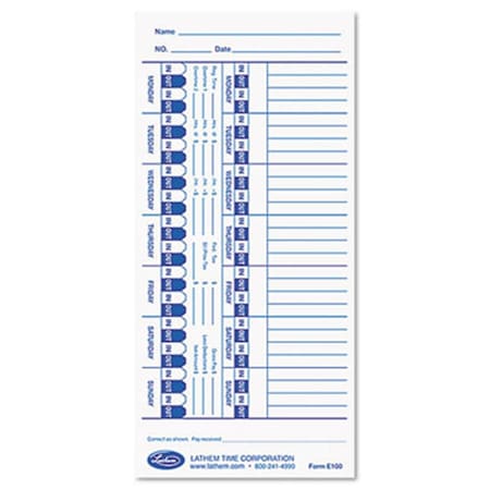 Virtual Universal Time Card White 100 per Pack, 100PK VI9070
